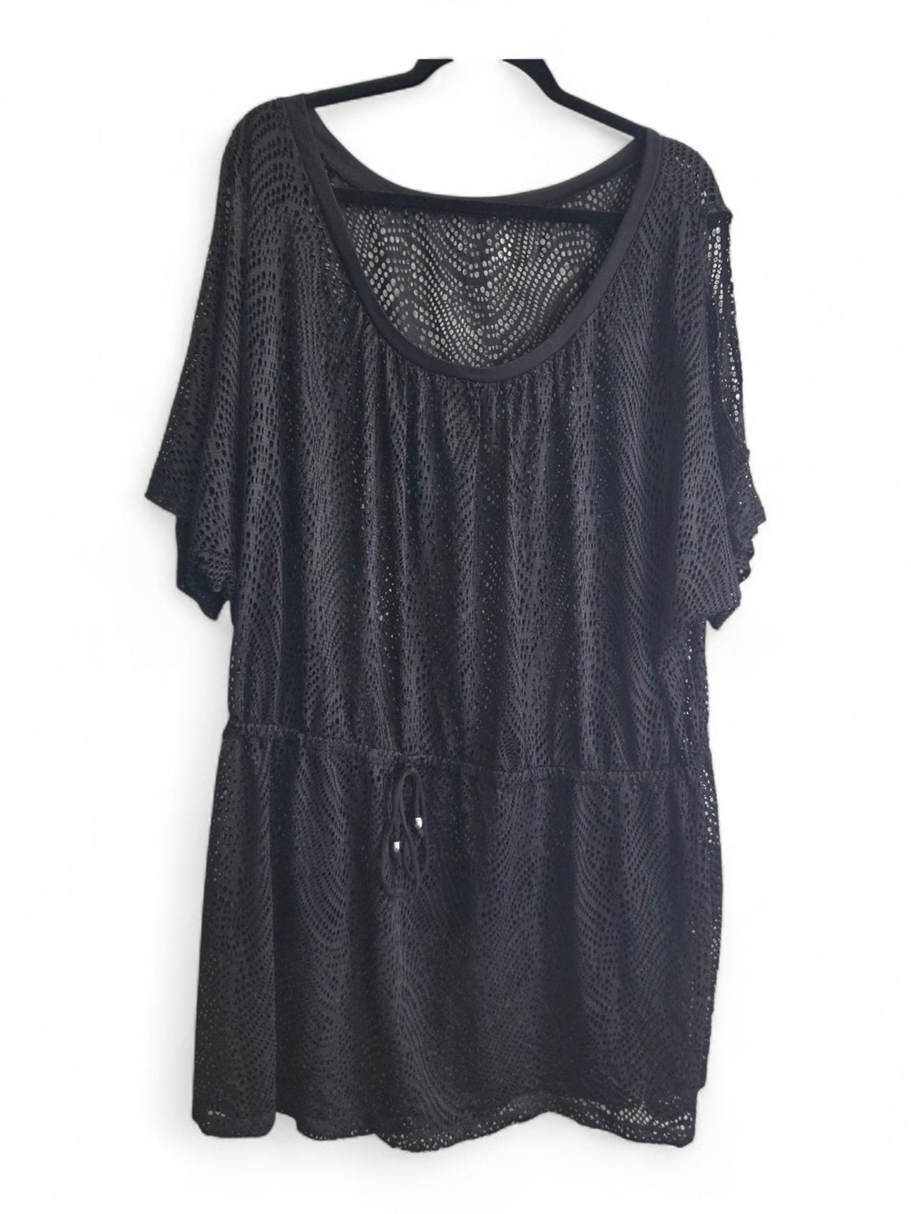 Black Swim Cover-Up with Drawstring Waist